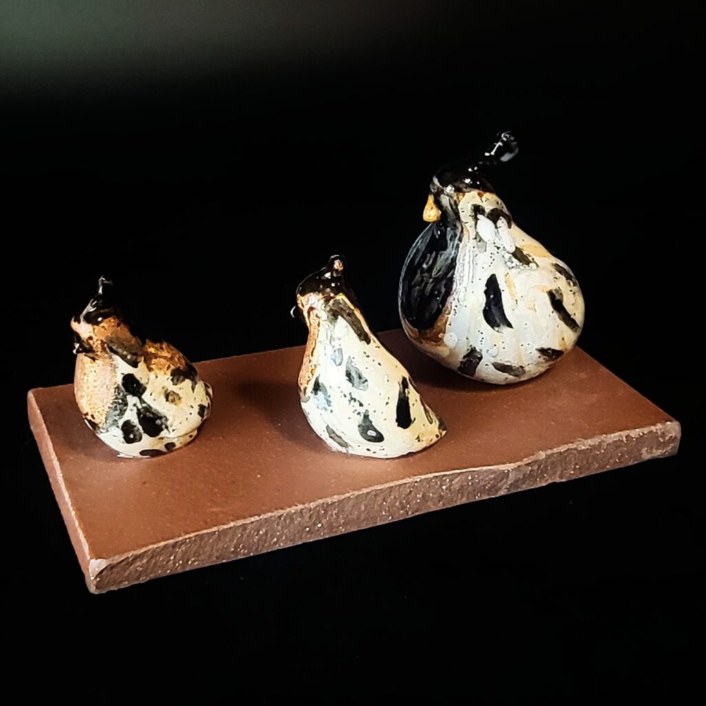 Adult Quail with Two Babies by Miro FitzGerald