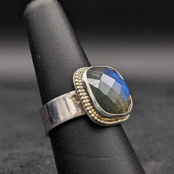 Labradorite and Sterling Silver Cushion Cut Ring by Robin Hanna RH022