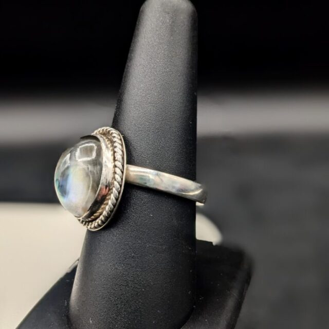 Mother of Pearl and Quartz Oval Doublet Ring by Robin Hanna RH027