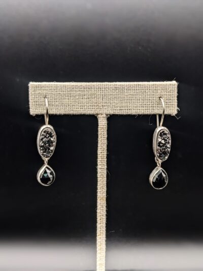 Black Druzy and Onyx Earrings by Robin Hanna RH040