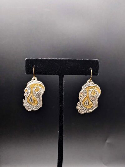 Fine Silver 22K Gold Earrings by Joan Roberts
