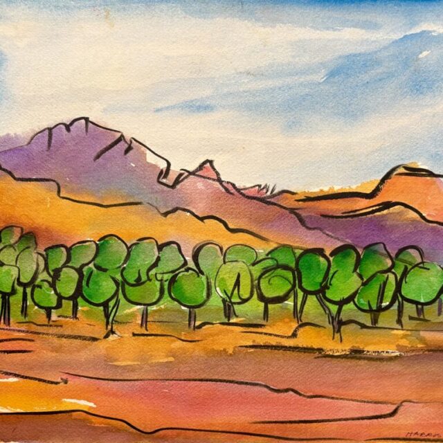Distant Cottonwoods No1 by Myrna Harrison