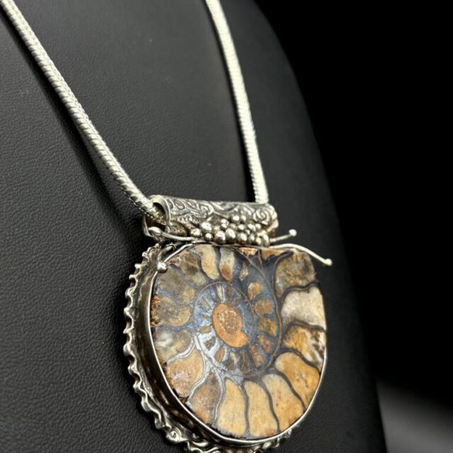 Ammonite Fossil Necklace by Joan Roberts 4057n