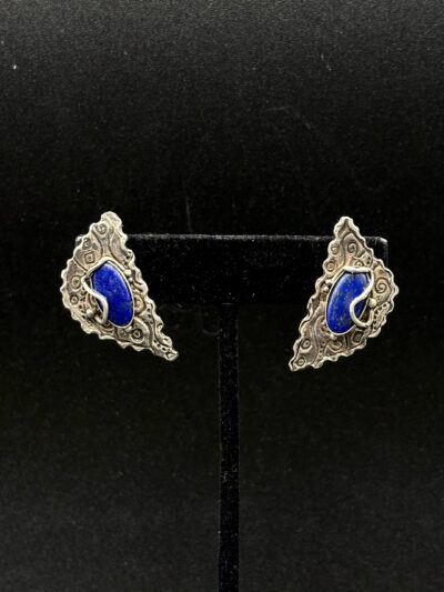 Fine Silver Lapis Earrings by Joan Roberts 4065e