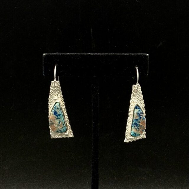 Fine Silver and Azurite Earrings by Joan Roberts 5015e