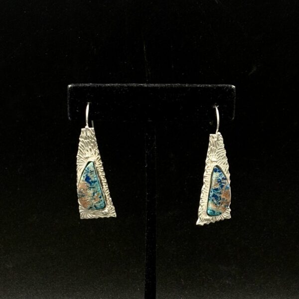 Fine Silver and Azurite Earrings by Joan Roberts 5015e