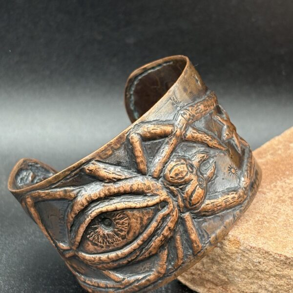 Spider-Eye Repousse Cuff by Kristine Mills