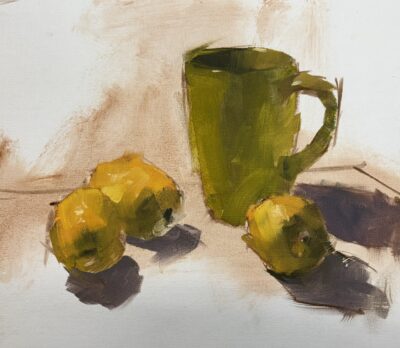 Green Cup, Three Lemons by Gretchen Lopez