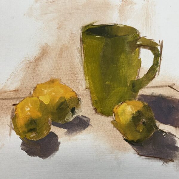 Green Cup, Three Lemons by Gretchen Lopez