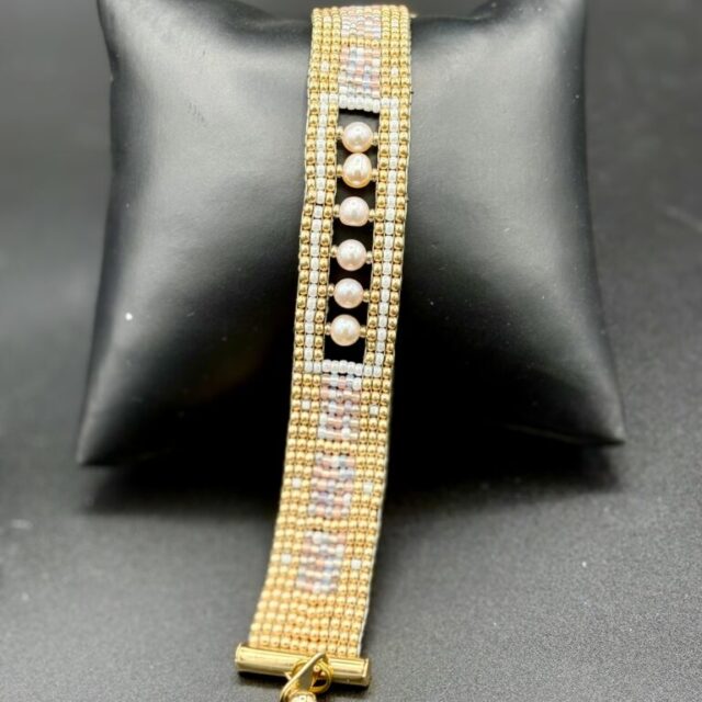 Gold with Pink Pearls by Nancy Leicht NanP10