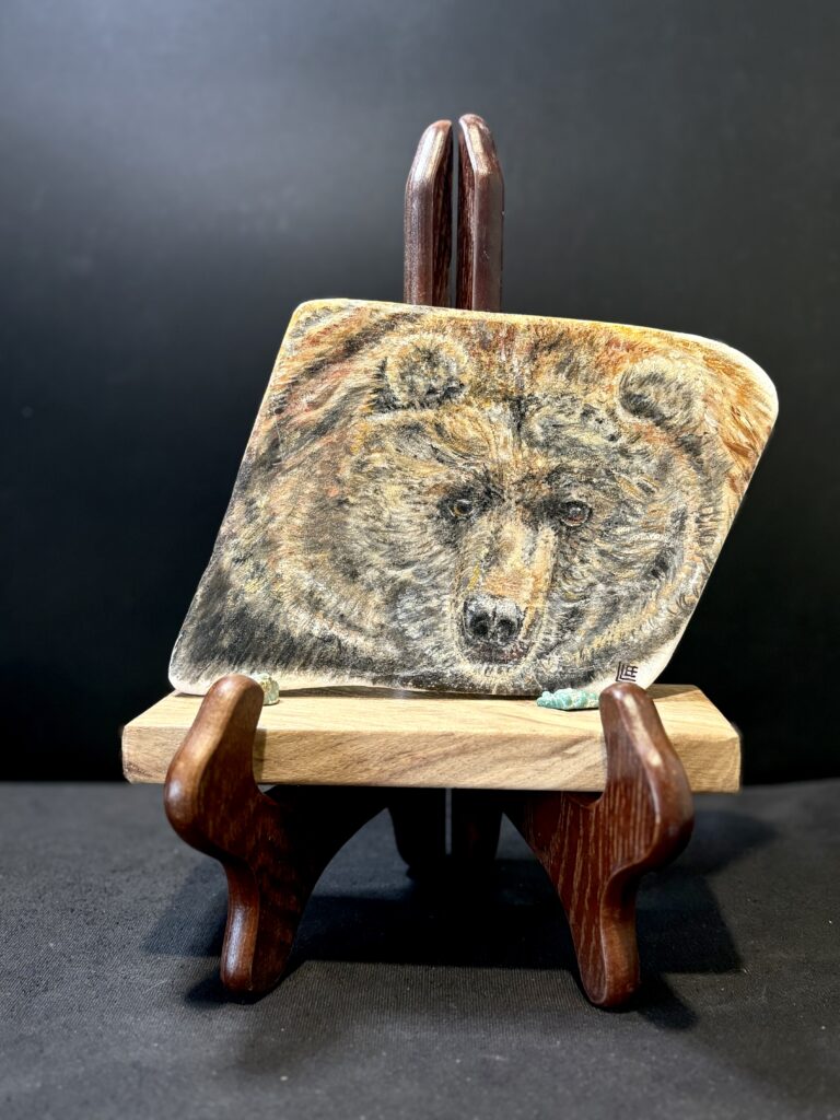 Brown Bear with Turquoise by Leanne Lee