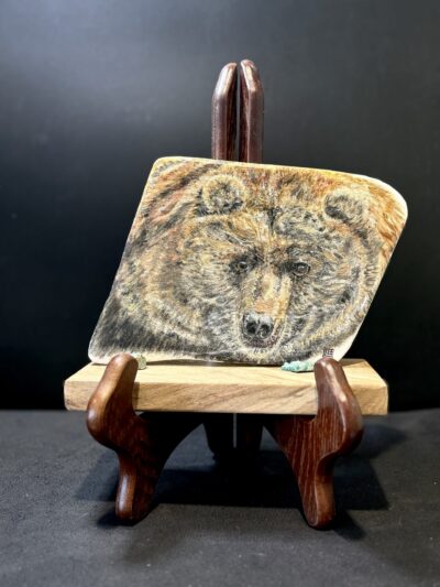 Brown Bear with Turquoise by Leanne Lee