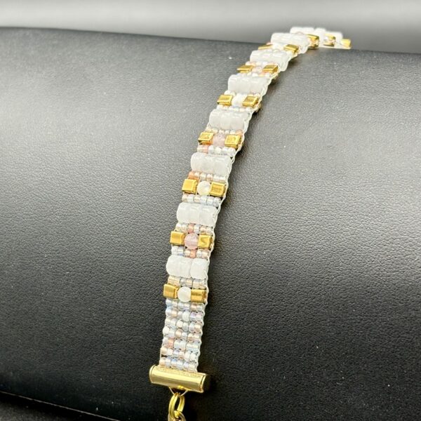 White Jade Heishi, Rose Quartz and Mother of Pearl by Nancy Leicht NanC17