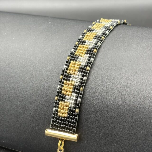 Gold and Silver Squares on Black by Nancy Leicht NanC37