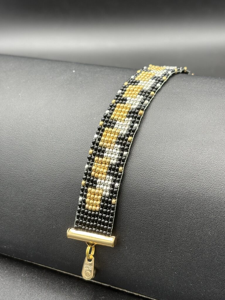 Gold and Silver Squares on Black by Nancy Leicht NanC37