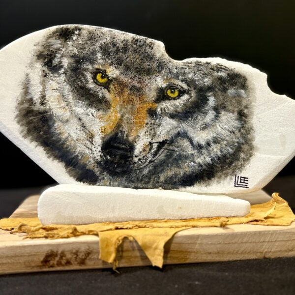 Red Wolf with Leather by Leanne Lee