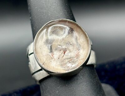Tintype and Reticulated Quartz Ring with Thistle Overlay KM010 by Kris Mills