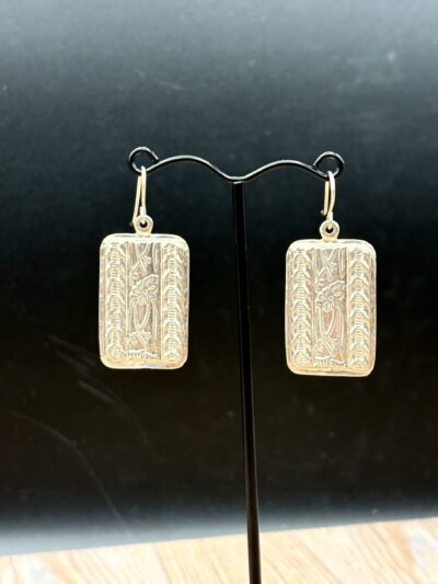 Sterling Rectangular Floral Earrings by Tom Yazzie TYE-897