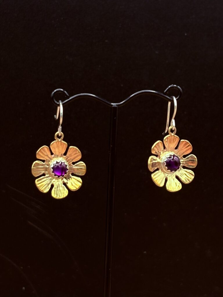 Bronze Flower Earrings with Paua Shells by Tom Yazzie TYE-725