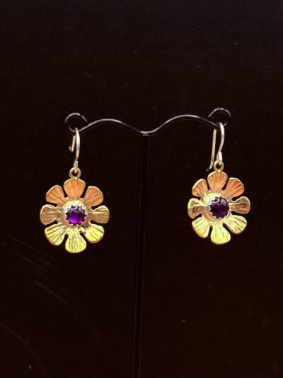 Bronze Flower Earrings with Paua Shells by Tom Yazzie TYE-725