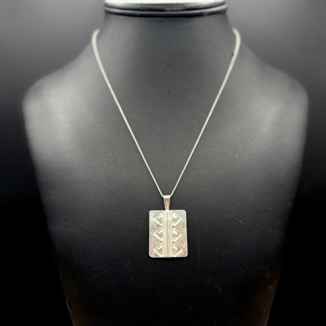 Sterling Silver Rug Design Pendant by Tom Yazzie TYP-582