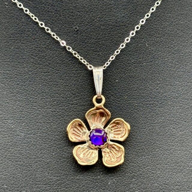 Bronze 5-Petal Flower with Paua Shell Pendant by Tom Yazzie TYP927