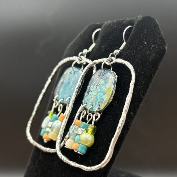 Blue with Inside Silver Tone Rectangle by Sharon Gilham SCS305E