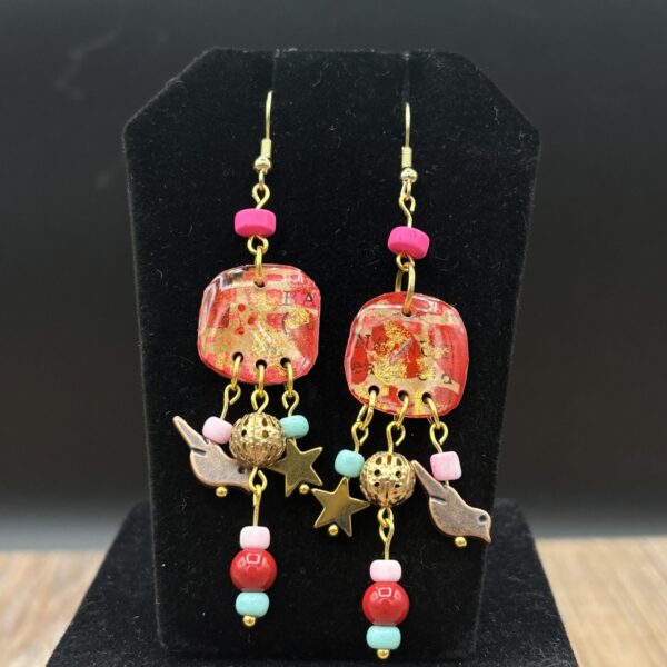 Pink and Red with Bird and Star Bead by Sharon Gilham SCS306E