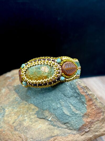 Rainforest Jasper Cuff on Leather by Sue Horine C27