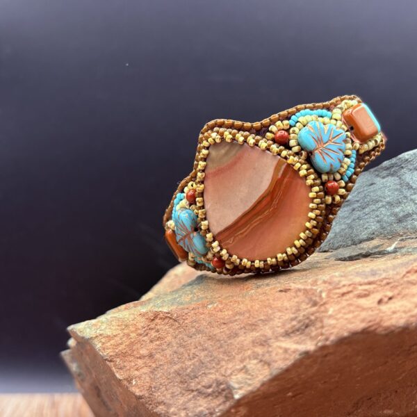 Polychrome Jasper Cuff on Leather by Sue Horine C28