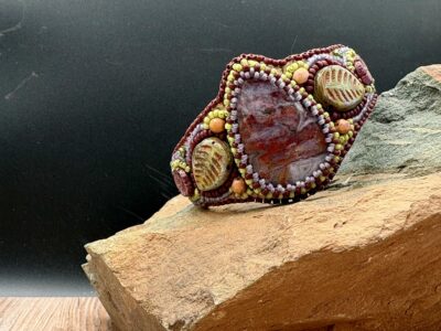 Moss Agate Cuff on Leather by Sue Horine C29