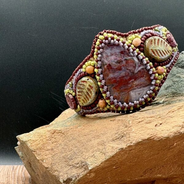 Moss Agate Cuff on Leather by Sue Horine C29